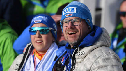 Biathletin Franziska Preuß und Stefan Schwarzbach vom DSV.