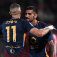 Zu früh gefreut: Nach dem Jubel von Artem Dovbyk (li.) und Lorenzo Pellegrini kassierte die Roma noch das 1:1.