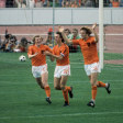 Die niederländische Nationalmannschaft um Wim Jansen, Johan Cruyff und Johnny Rep (v. li.) beeindruckte mit ihrem "Voetbal totaal".